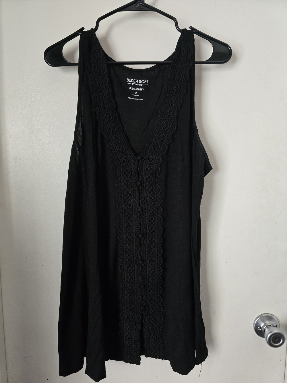Torrid Super Soft Black Lace-Trim Tank Top